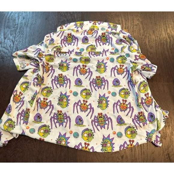 Rick & Morty Shirt H&M Cartoon Network Hawaiian Viscose Button Up - Picture 3 of 3